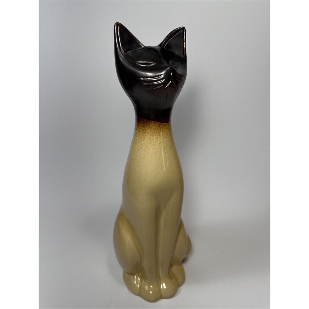 Vtg mcm Ceramic Long 11” Siamese Cat Figure Kitschy Cute - Picture 2 of 10